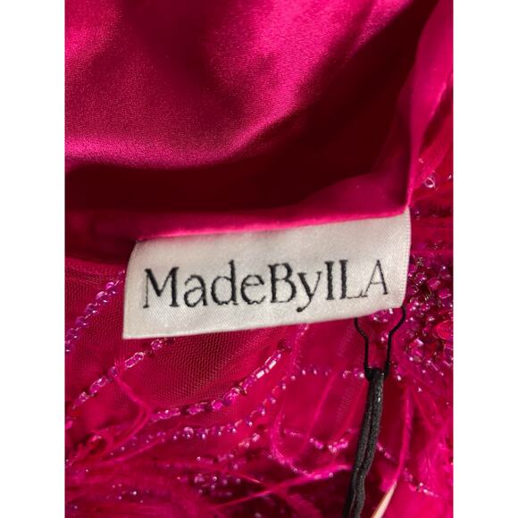 MadebyILA Julia 100% Silk Ostrich Feather Burlesque Party Formal Prom Goddess XS - Picture 13 of 15